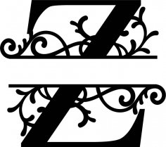 Split Monogram Letter Z DXF File