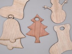 Laser Cut Wooden Christmas Tree Shaped Ornament Free Vector