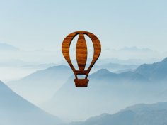 Laser Cut Unfinished Wooden Hot Air Balloon Cutout Free Vector