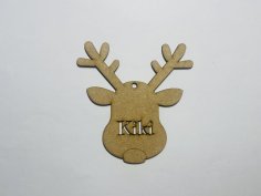 Laser Cut Personalised Reindeer Christmas Decoration Free Vector