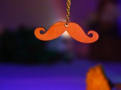 Laser Cut Mustache Ornament Wood Blank Free Vector