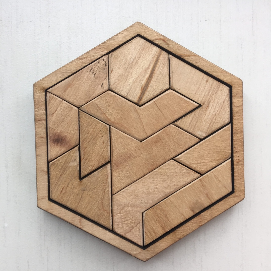 Laser Cut Wooden Hexagon Puzzle Game For Kids Educational Gift Free Vector