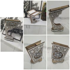 Laser Cut Islamic Wooden Quran Stand Free Vector