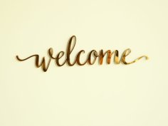 Laser Cut Welcome Script Word Sign Free Vector