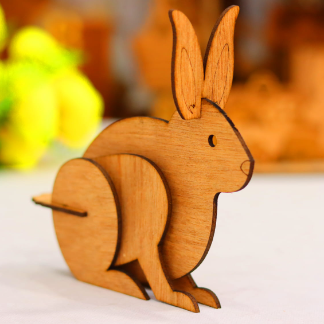Laser Cut Wood Bunny Decor 3mm Free Vector