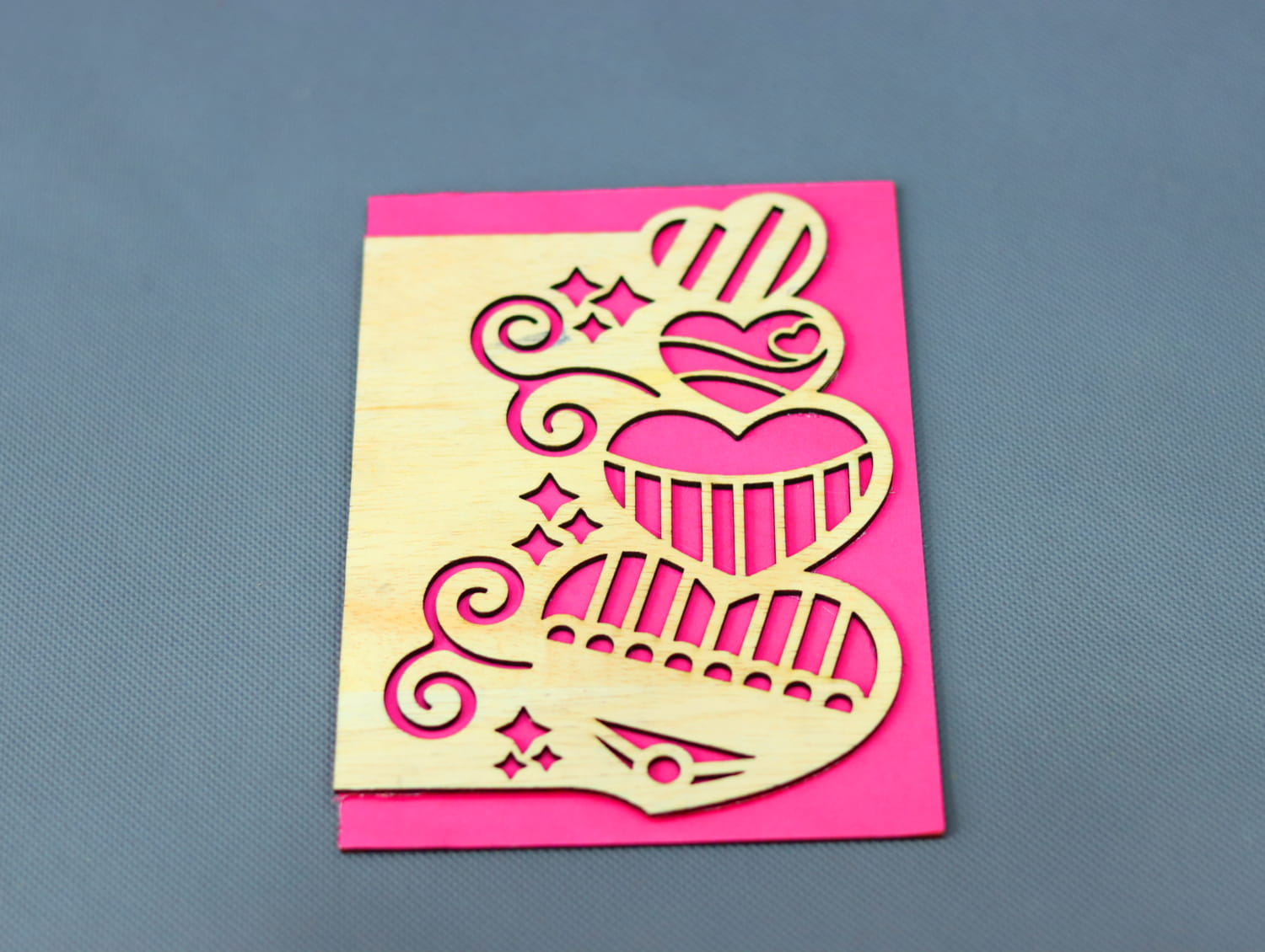 Laser Cut Wooden Valentines Day Card Free Vector