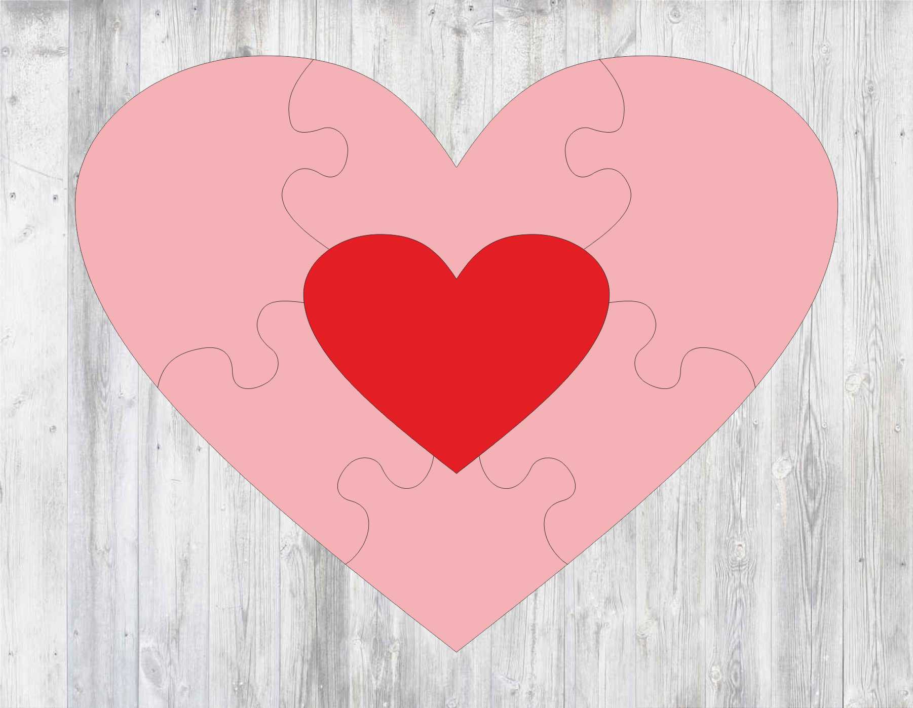 Free Printable 4 Piece Heart Puzzle Template