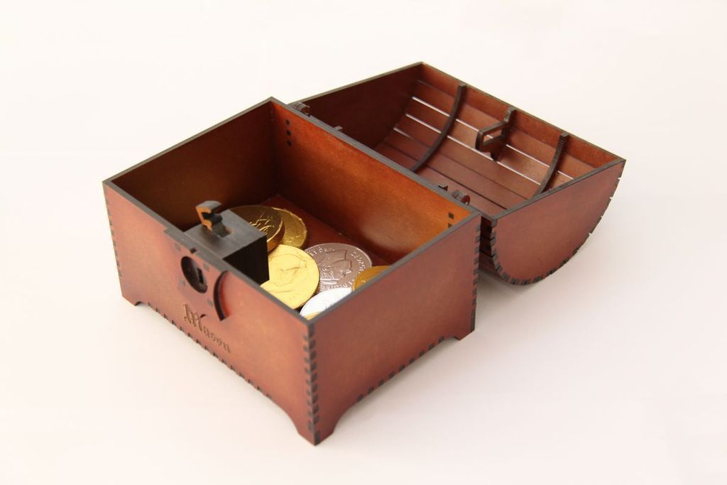 Laser Cut Treasure Chest With Lock 3mm Free Vector