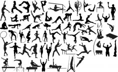 Silhouettes of Sportsmen Athletes Gymnasts Free Vector