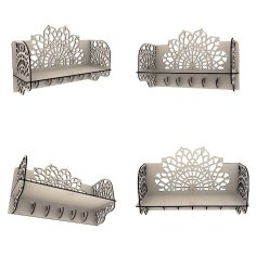 Laser Cut Decorative Wall Key Holder Shelf Free Vector