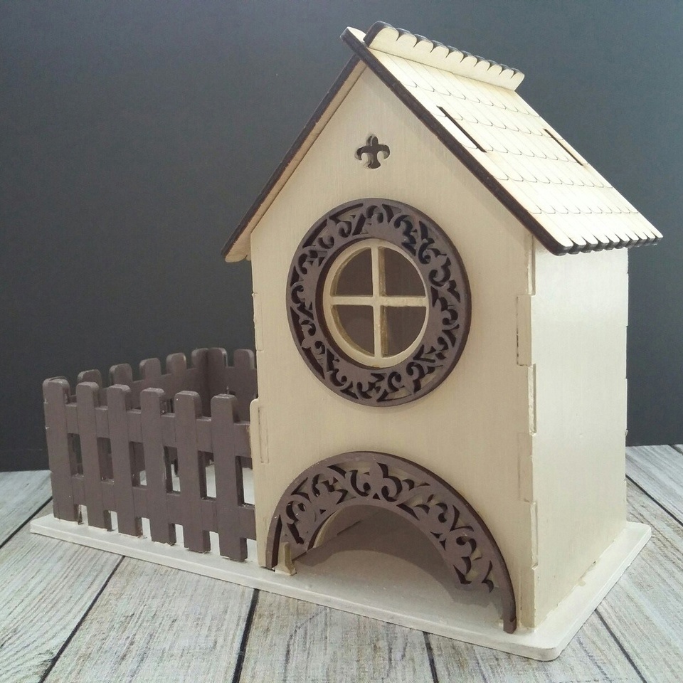 Laser Cut Wooden Tea House Tea Bag Dispenser Free Vector cdr Download - 3axis.co - 3D model önizlemesi