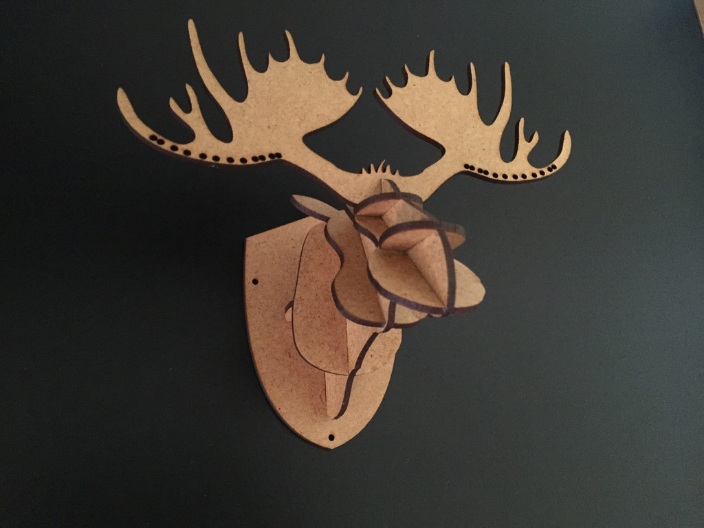 Laser Cut Moose Head 3D SVG File Free Download - 3axis.co - 3D model önizlemesi