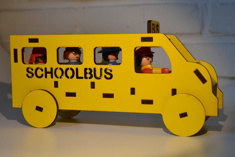 Laser Cut Wooden School Bus Toy DXF File
