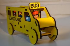 Laser Cut Wooden School Bus Toy DXF File