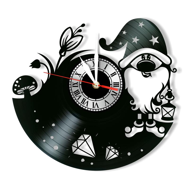Laser Cut Gnome Wall Clock Vinyl Record Clock Free Vector