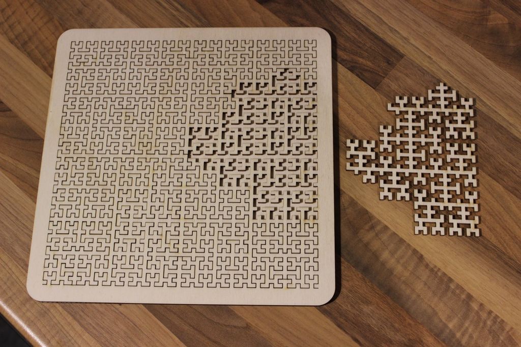Laser Cut Wooden Fractal Tray Puzzle SVG File Free Download 3axis.co