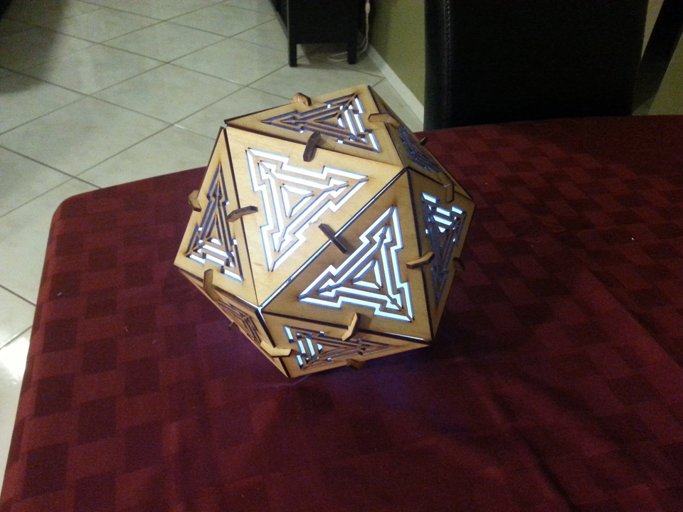 Laser Cut Icosahedron Lamp 3mm Plywood Free Vector