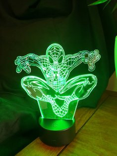 Laser Cut Spiderman 3D Illusion Lamp Free Vector