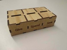 Laser Cut Give Spend Save Money Box