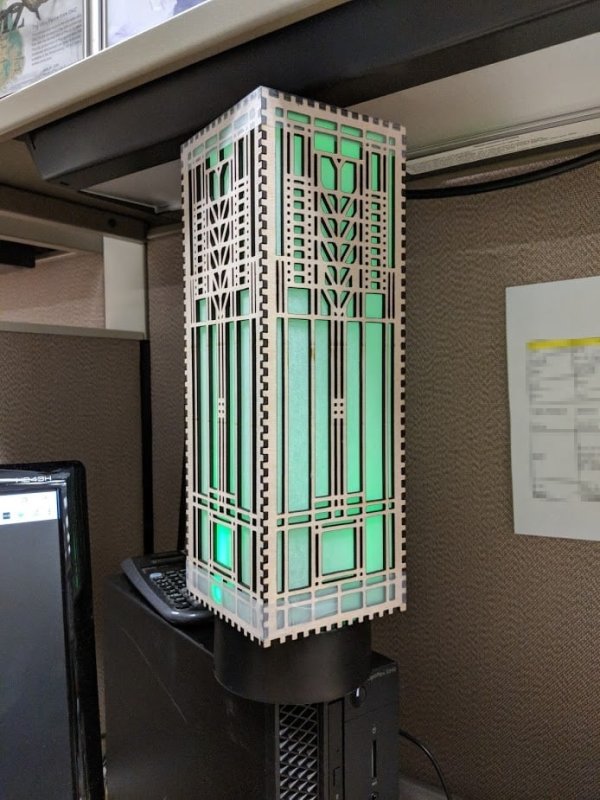 Laser Cut Frank Lloyd Wright Window Lamp Free Vector Download - 3axis.co - 3D model önizlemesi