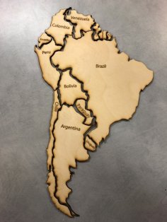 Laser Cut South America Map Puzzle DXF File