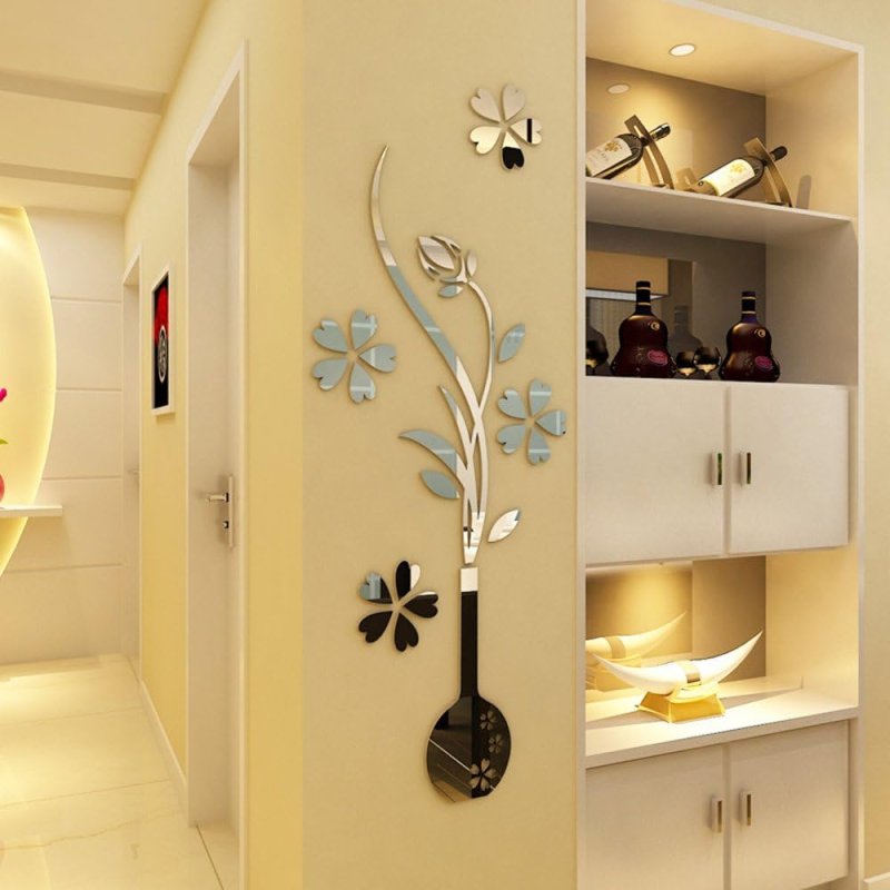 Laser Cut Acrylic 3D Wall Sticker Flower Vase Free Vector Download - 3axis.co - 3D model önizlemesi