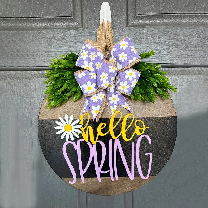 Laser Cut Charming Rustic Hello Spring Daisy Wreath Free Vector Download - 3axis.co - 3D model önizlemesi