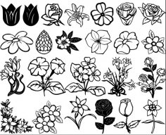 Flowers and Roses vectors DXF File