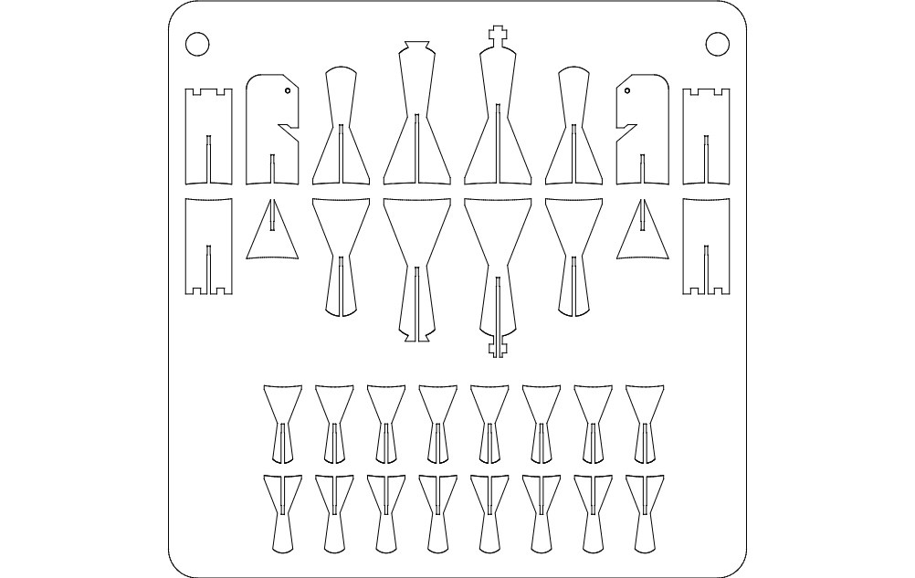 Laser Cut Chess Board With Compass Rose Inlay DXF File Free