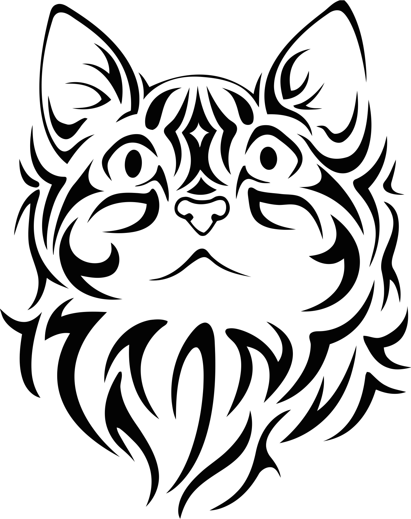 Pretty Tribal Cat Face Silhouette Vector Free Vector cdr Download