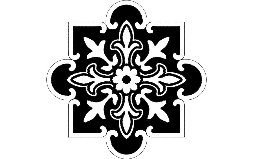 Floral Pattern Decorative dxf File Free Download - 3axis.co - 3D model önizlemesi