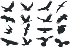 Bird Silhouette Vector dxf File
