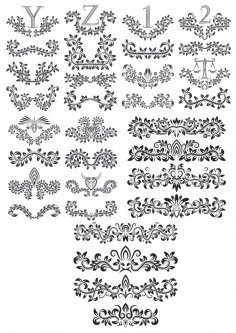 Linear Border Ornaments Seamless Pattern Set Free Vector
