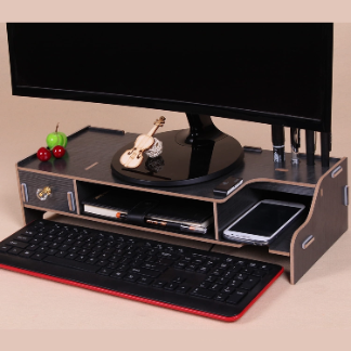 Laser Cut Computer Monitor Stand Riser Wood Office Desktop Organizer Free Vector