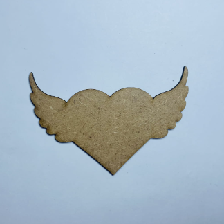 Laser Cut Heart With Wings Wood Cutout Free Vector