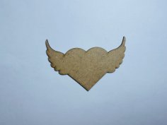 Laser Cut Heart With Wings Wood Cutout Free Vector