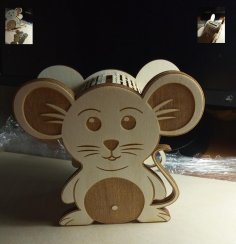 Laser Cut Mouse Piggy Bank Template Free Vector