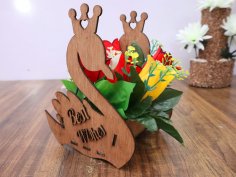 Laser Cut Duck Flower Basket 3mm Free Vector