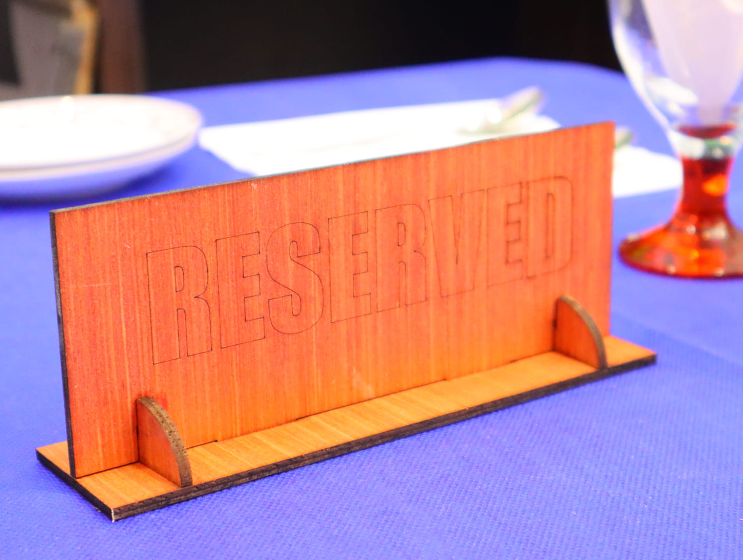 Laser Cut Wooden Reserved Sign Free Vector