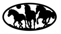 Three Horses oval dxf file