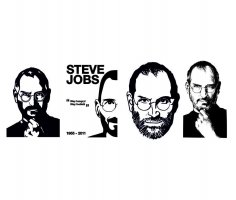 Steve Jobs Sticker Stencil Line Art Free Vector
