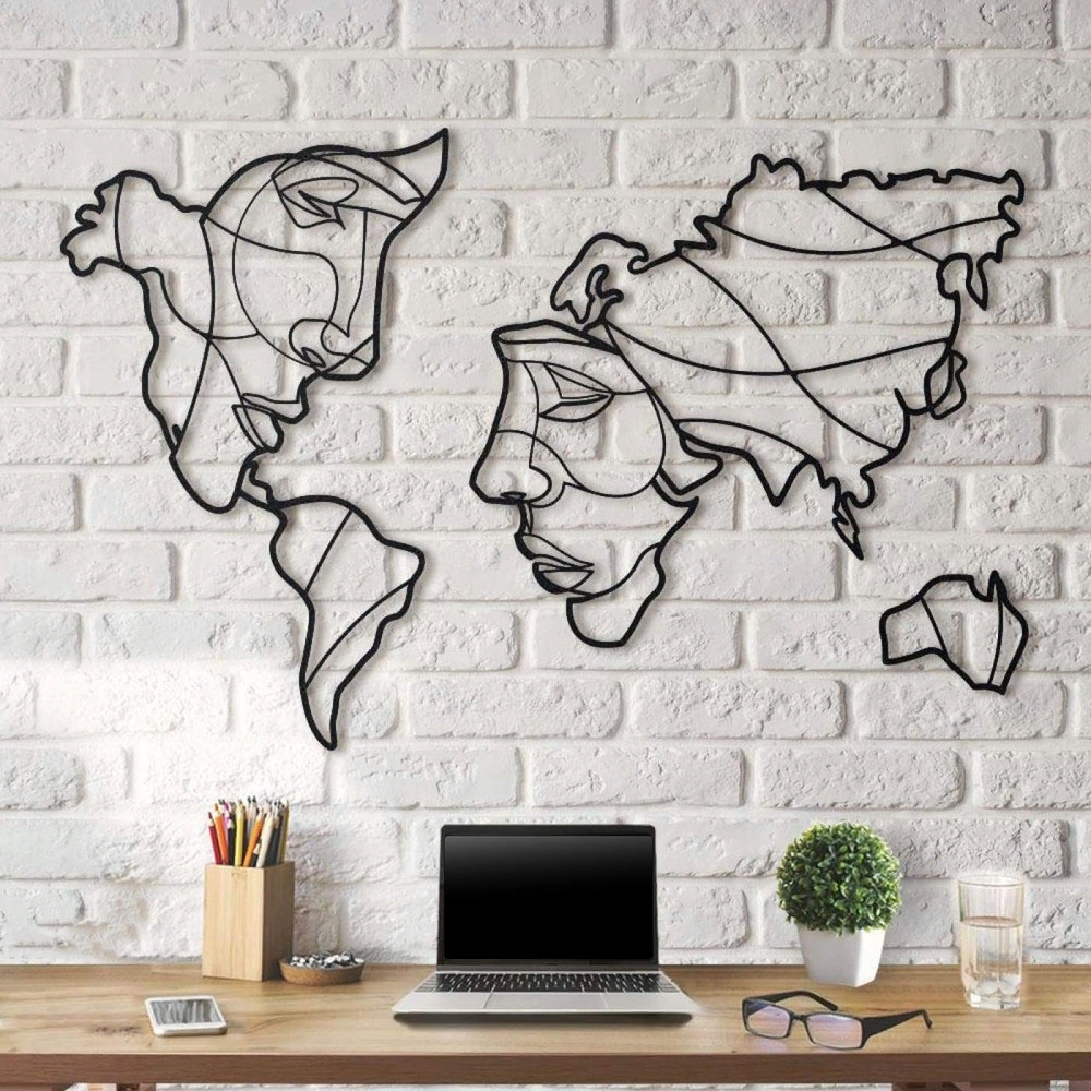 Laser Cut Faces Of The World Map Wall Art Free Vector