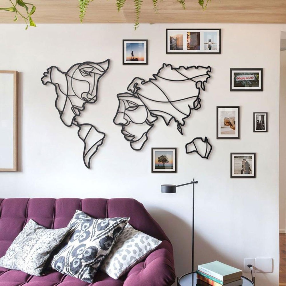 Laser Cut Faces Of The World Map Wall Art Free Vector