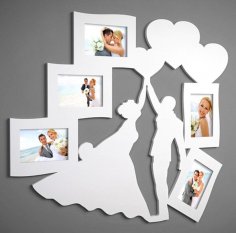 Laser Cut Photo Frame for Newlyweds Free Vector