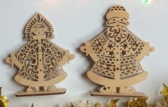 Laser Cut Ded Moroz And Snegurochka Christmas Decoration Russian Santa Father Frost Free Vector