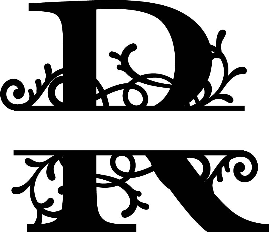 Download Split Monogram Letter R DXF File Free Download - 3axis.co