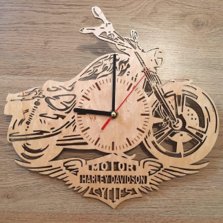 Laser Cut Harley Davidson Clock Free Vector