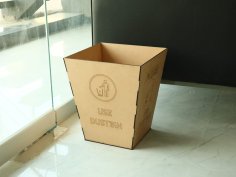 Laser Cut Wooden Dustbin Free Vector