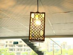 Laser Cut Wooden Pendant Light Abstract Pattern Free Vector