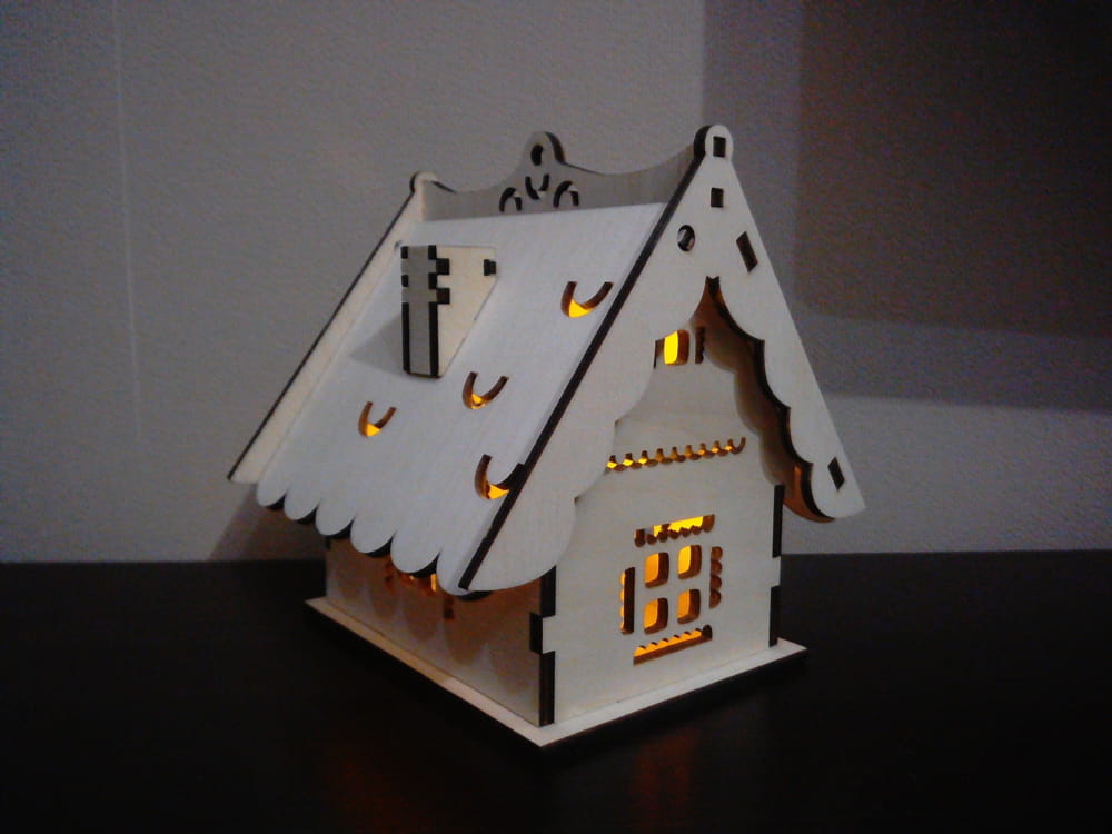 Laser Cut Wooden House Lamp Small Christmas Light Night Lamp Free ...